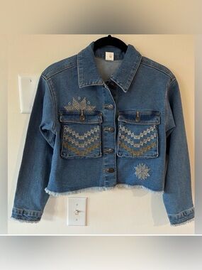 Evsie Girls Embroidered Jean Jacket NWT Size XS8